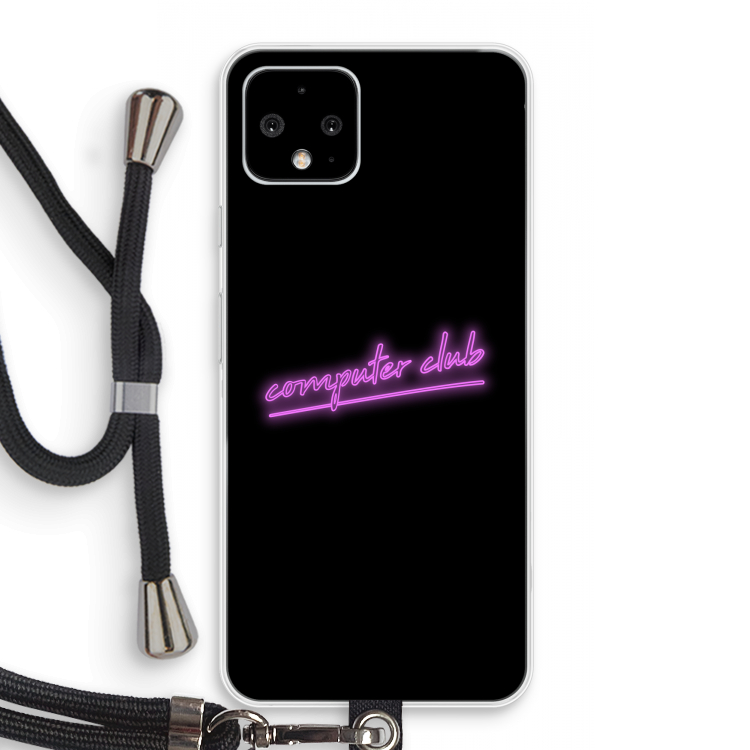 Vice Black: Pixel 4 Transparant Hoesje met koord