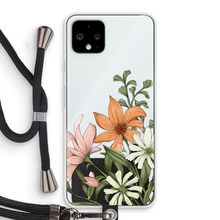 Floral bouquet: Pixel 4 Transparant Hoesje met koord