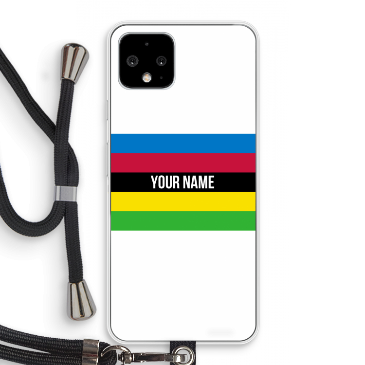WK Wielrennen: Pixel 4 Transparant Hoesje met koord