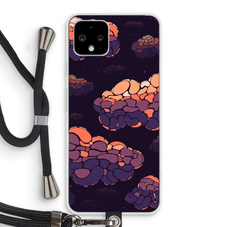 Patroon Wolken: Pixel 4 Transparant Hoesje met koord