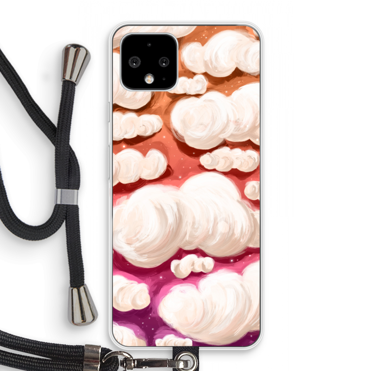 Katoen Wolken: Pixel 4 Transparant Hoesje met koord