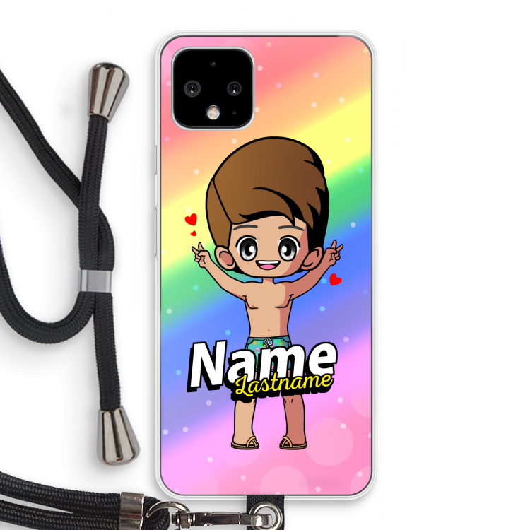 Chibi Maker man: Pixel 4 Transparant Hoesje met koord
