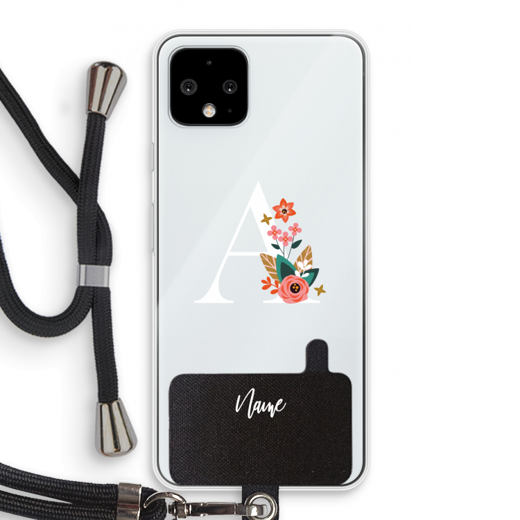 Pink Bouquet: Pixel 4 Transparant Hoesje met koord