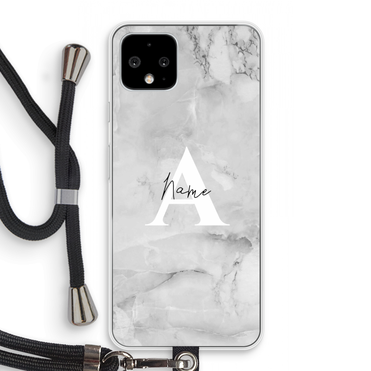 Ivory Marble: Pixel 4 Transparant Hoesje met koord