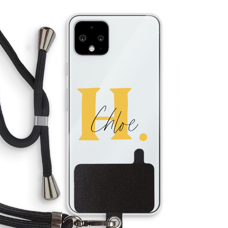 Amber Script: Pixel 4 Transparant Hoesje met koord