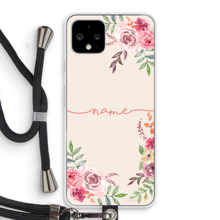 Rozen: Pixel 4 Transparant Hoesje met koord