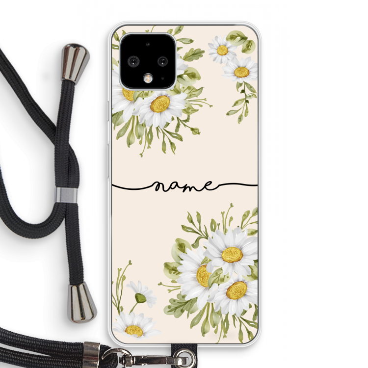 Daisies: Pixel 4 Transparant Hoesje met koord