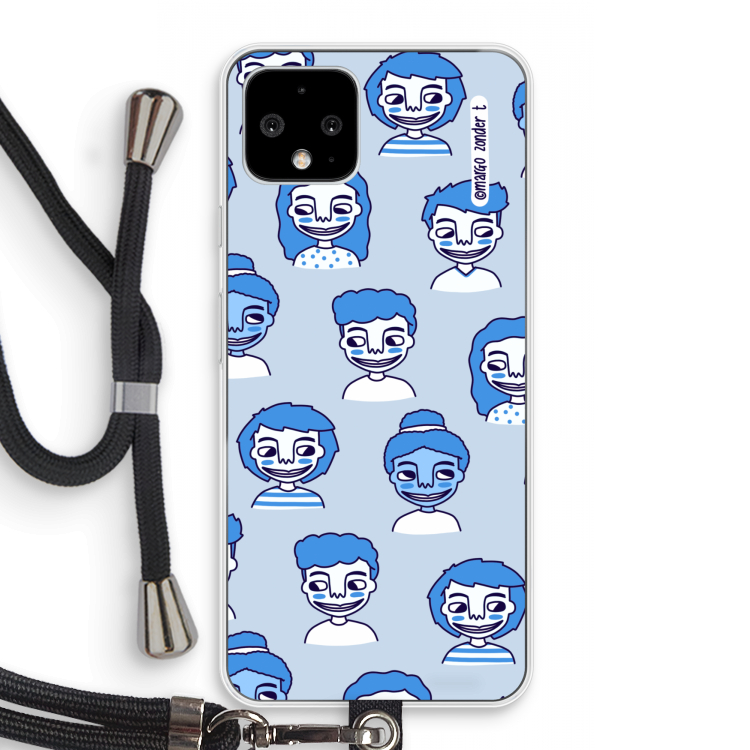Gezichtjes: Pixel 4 Transparant Hoesje met koord
