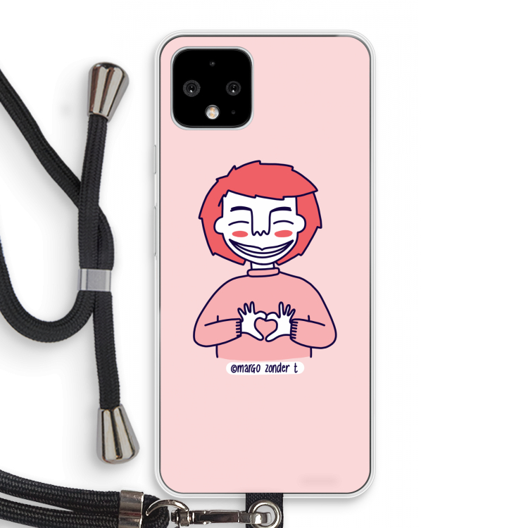 Hartje: Pixel 4 Transparant Hoesje met koord