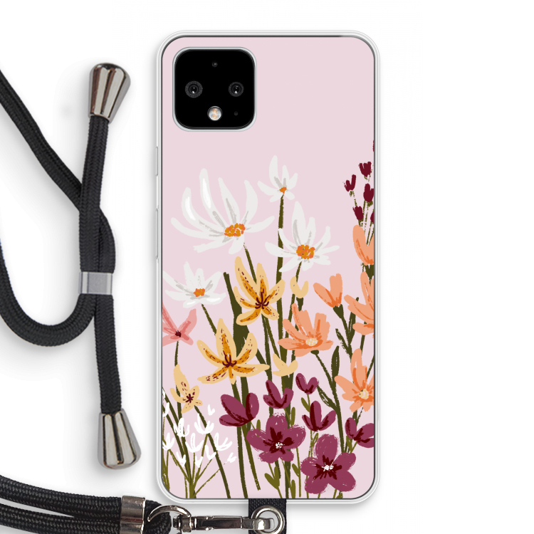 Painted wildflowers: Pixel 4 Transparant Hoesje met koord