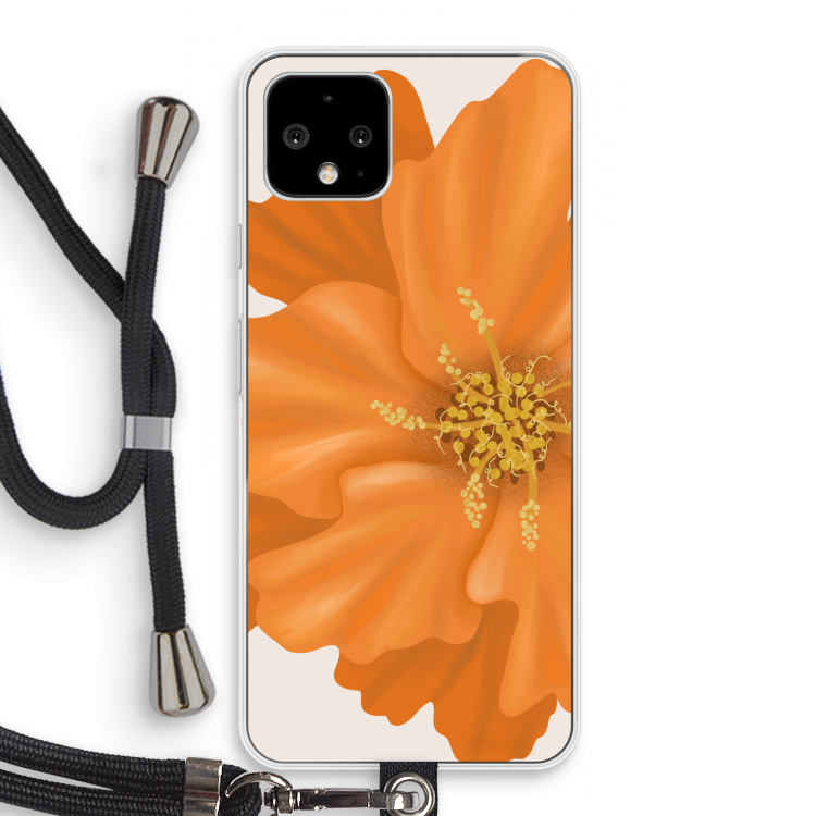 Orange Ellila flower: Pixel 4 Transparant Hoesje met koord