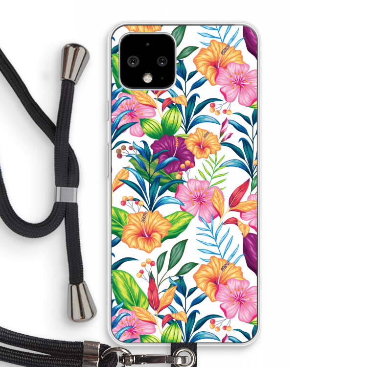 Tropisch 2: Pixel 4 Transparant Hoesje met koord