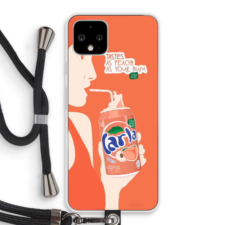 Peach please!: Pixel 4 Transparant Hoesje met koord