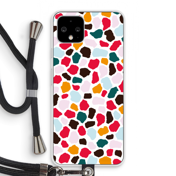Colored Giraffe: Pixel 4 Transparant Hoesje met koord