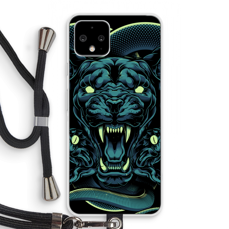 Cougar and Vipers: Pixel 4 Transparant Hoesje met koord