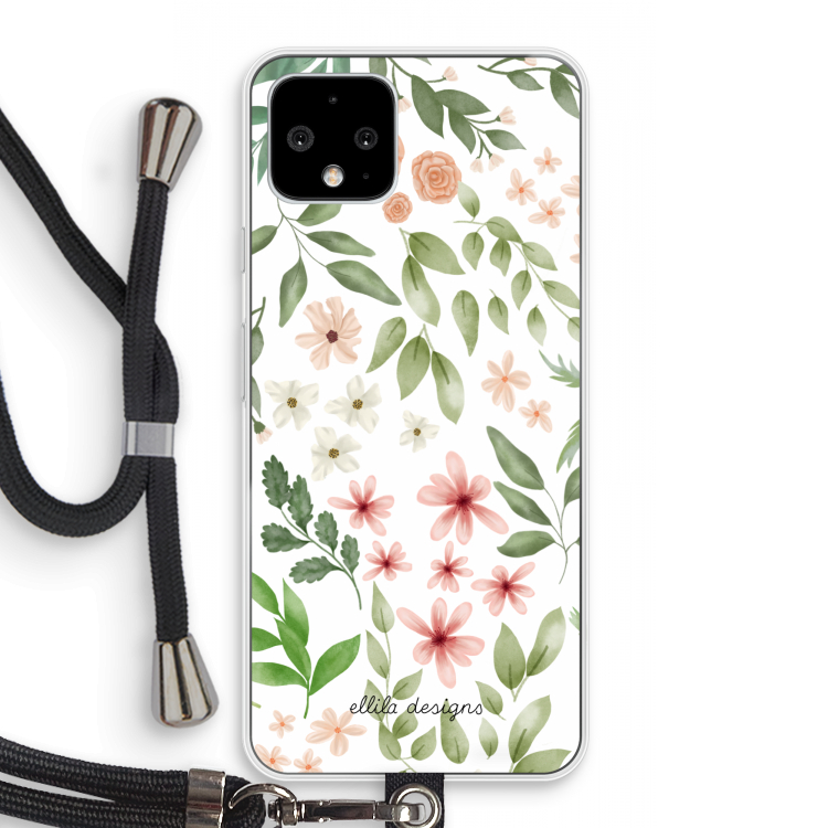 Botanical sweet flower heaven: Pixel 4 Transparant Hoesje met koord