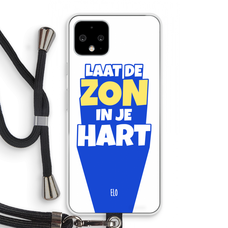 Laat de zon in je hart: Pixel 4 Transparant Hoesje met koord