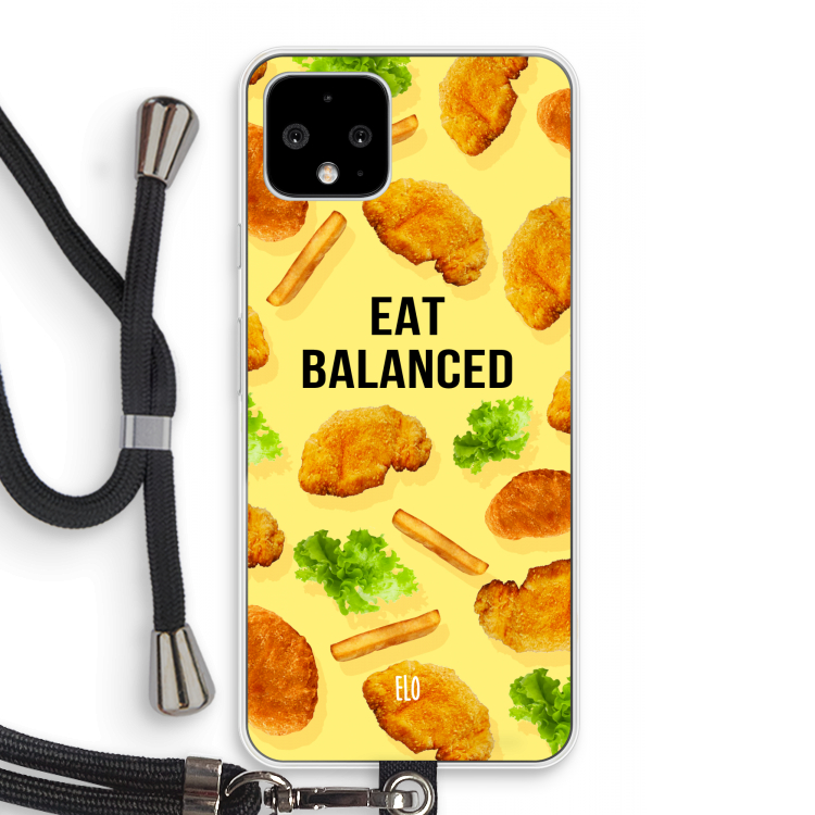 Eat Balanced: Pixel 4 Transparant Hoesje met koord