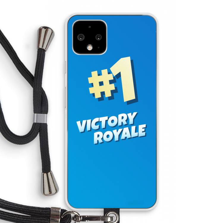 Victory Royale: Pixel 4 Transparant Hoesje met koord