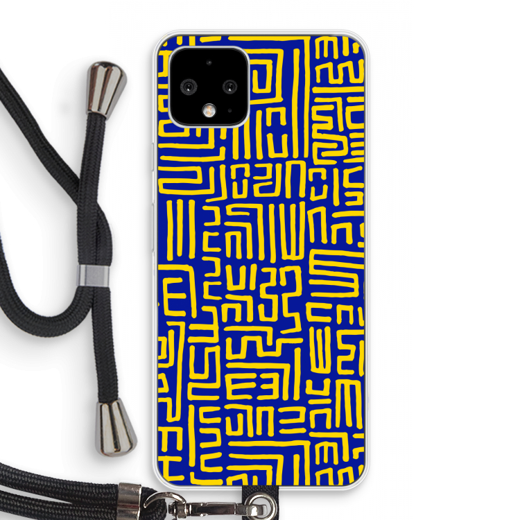 Majorelle Blue Print: Pixel 4 Transparant Hoesje met koord