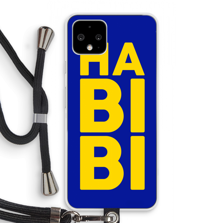 Habibi Blue: Pixel 4 Transparant Hoesje met koord