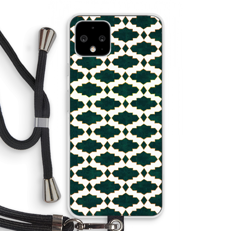 Moroccan tiles: Pixel 4 Transparant Hoesje met koord