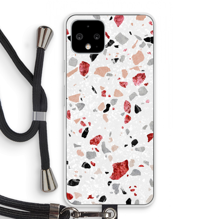Terrazzo N°12: Pixel 4 Transparant Hoesje met koord