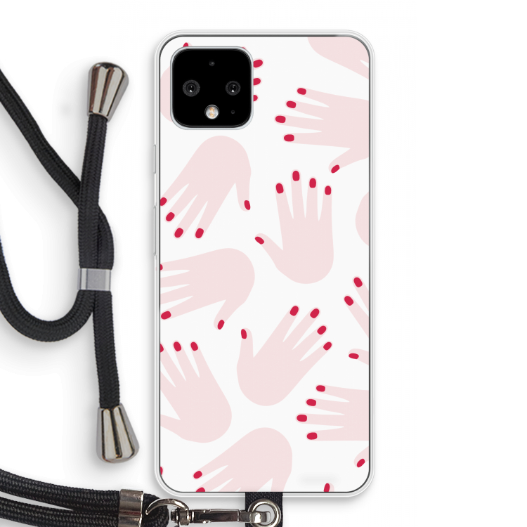 Hands pink: Pixel 4 Transparant Hoesje met koord