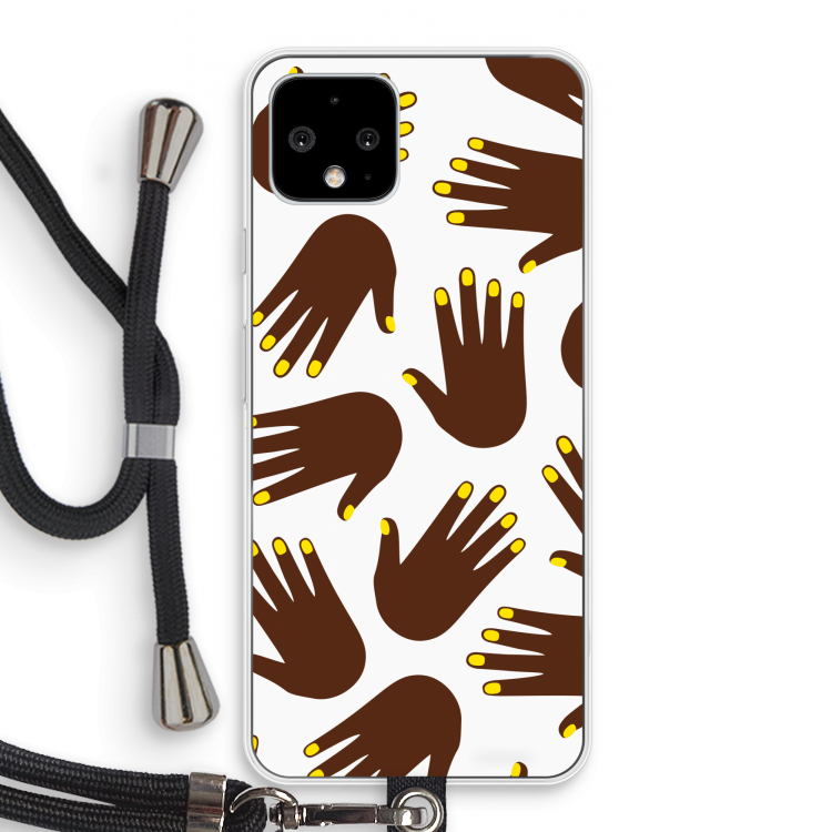 Hands dark: Pixel 4 Transparant Hoesje met koord