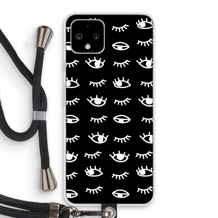 Eye pattern #3: Pixel 4 Transparant Hoesje met koord