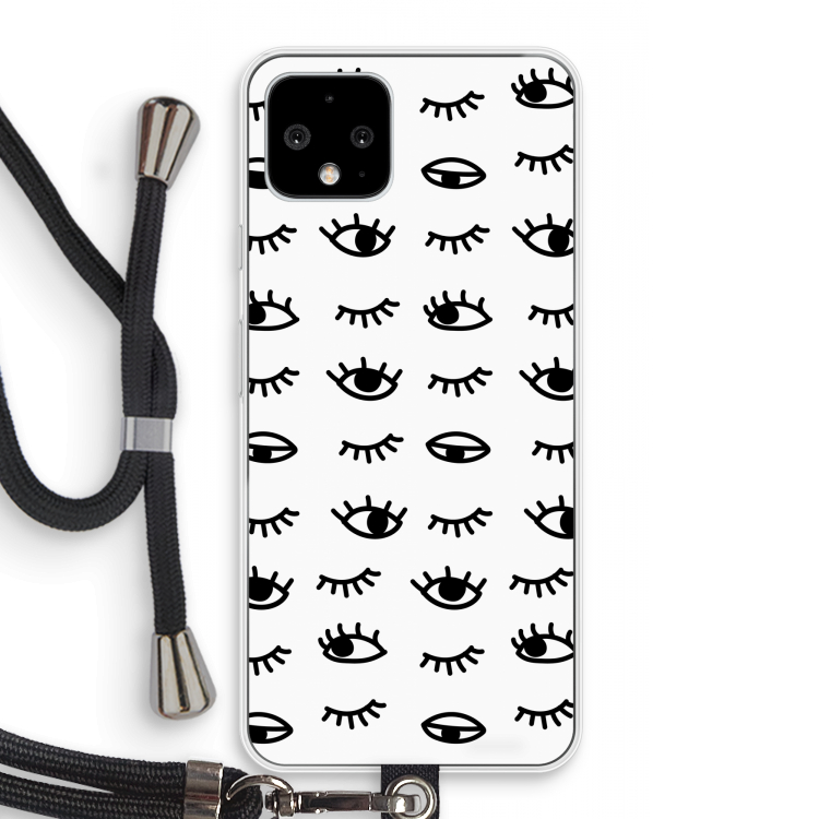 Eye pattern #2: Pixel 4 Transparant Hoesje met koord
