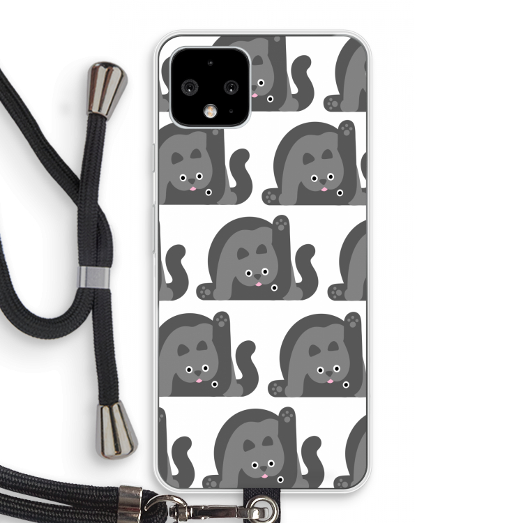 Cats: Pixel 4 Transparant Hoesje met koord