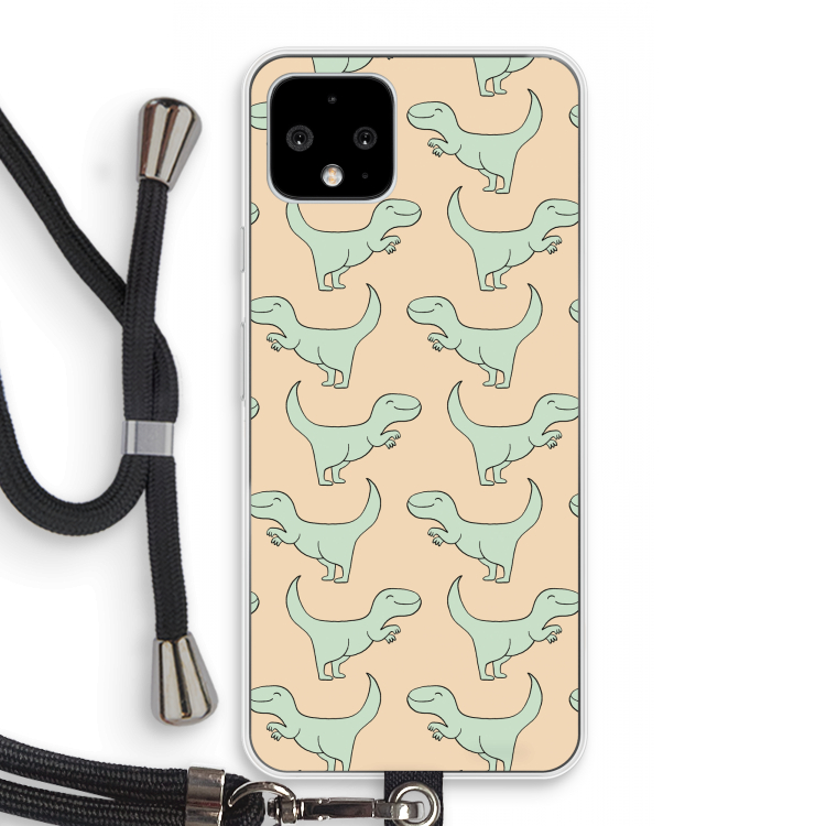 Dinos: Pixel 4 Transparant Hoesje met koord
