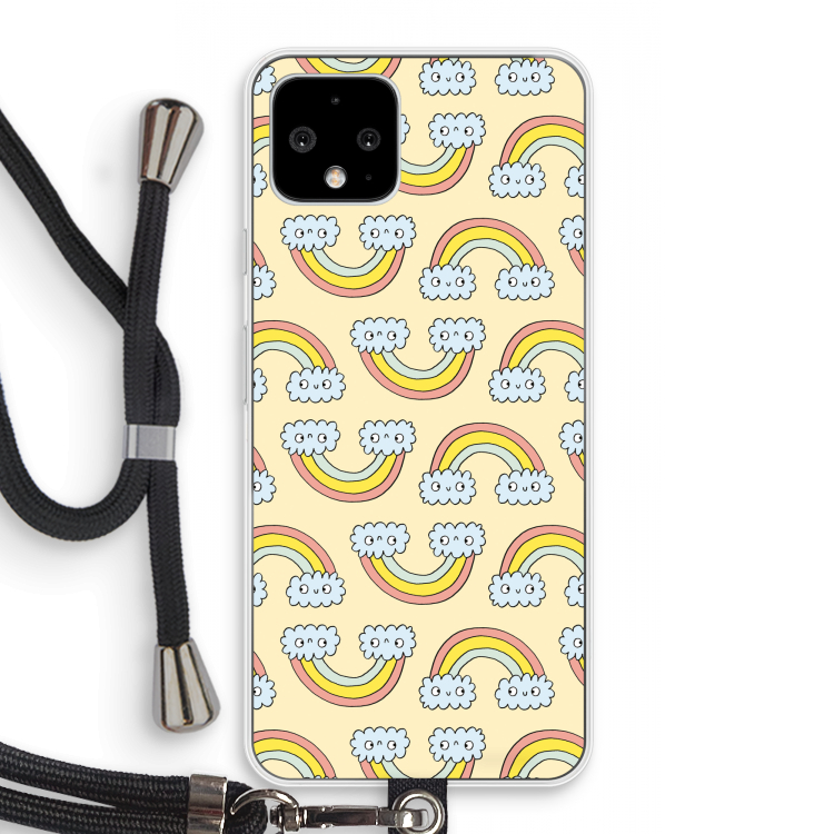 Regenboog: Pixel 4 Transparant Hoesje met koord