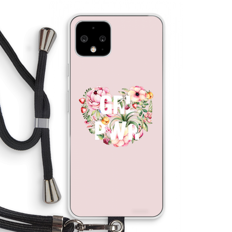 GRL PWR Flower: Pixel 4 Transparant Hoesje met koord