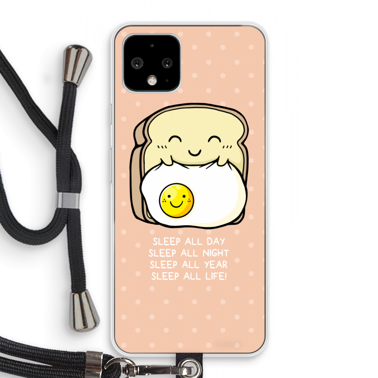 Sleep All Day: Pixel 4 Transparant Hoesje met koord