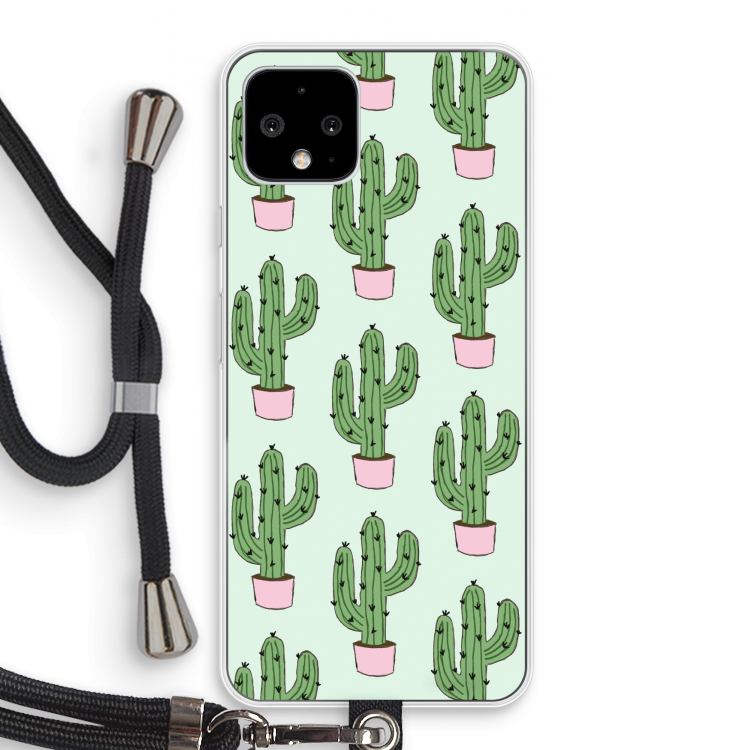 Cactus Lover: Pixel 4 Transparant Hoesje met koord