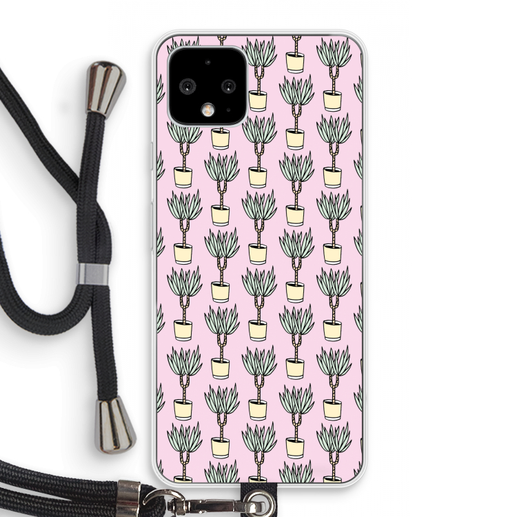 Boompje: Pixel 4 Transparant Hoesje met koord