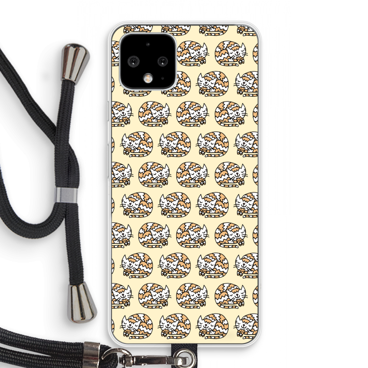 Slapende poes: Pixel 4 Transparant Hoesje met koord