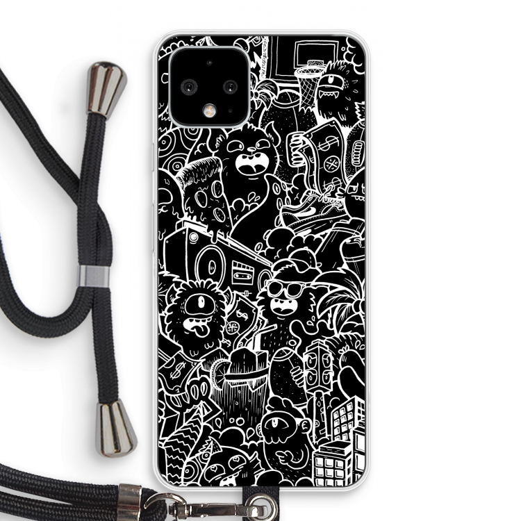 Vexx Black City : Pixel 4 Transparant Hoesje met koord