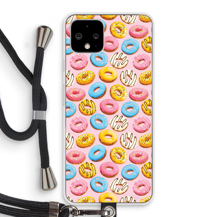 Pink donuts: Pixel 4 Transparant Hoesje met koord