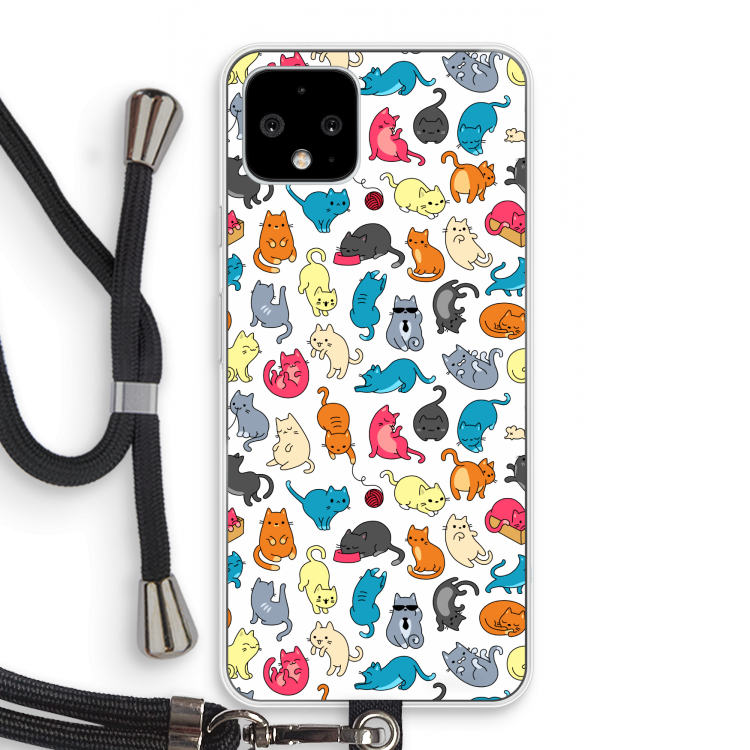Kleurrijke katten: Pixel 4 Transparant Hoesje met koord