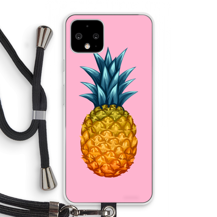 Grote ananas: Pixel 4 Transparant Hoesje met koord