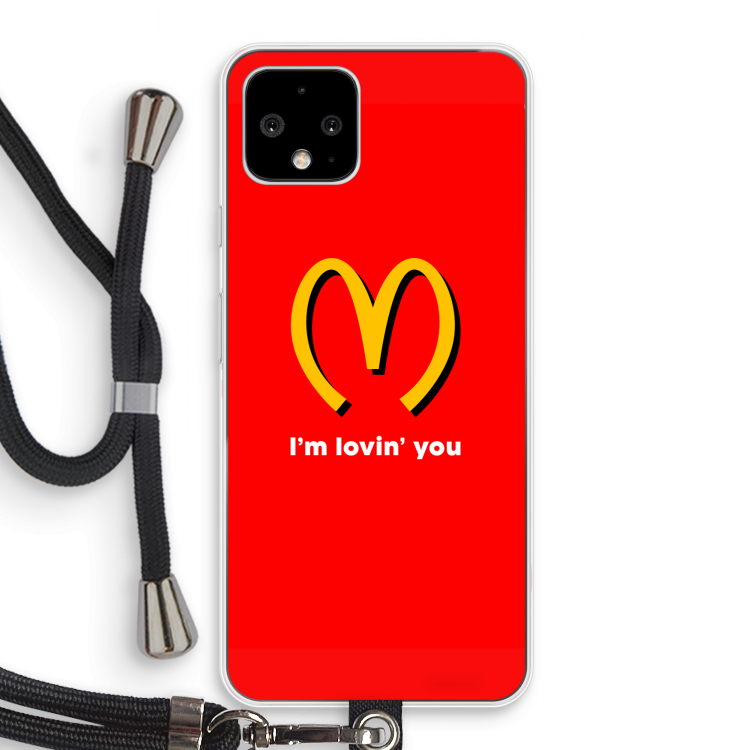 I'm lovin' you: Pixel 4 Transparant Hoesje met koord