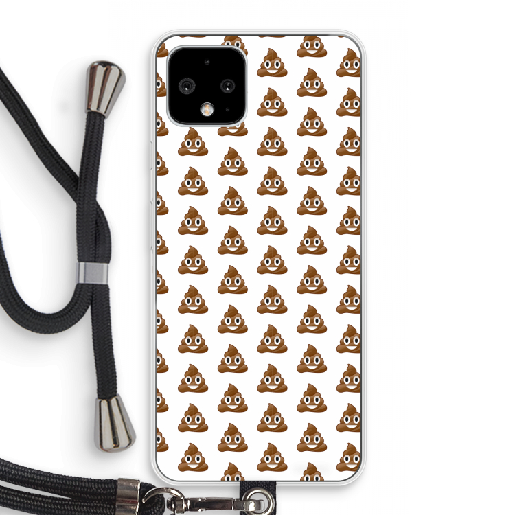 Poop emoji: Pixel 4 Transparant Hoesje met koord