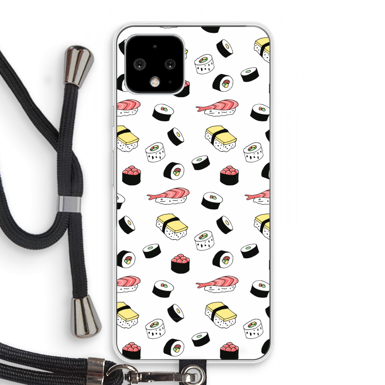 Sushi time: Pixel 4 Transparant Hoesje met koord