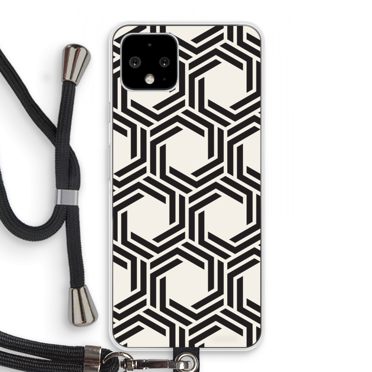 Geometrisch patroon: Pixel 4 Transparant Hoesje met koord