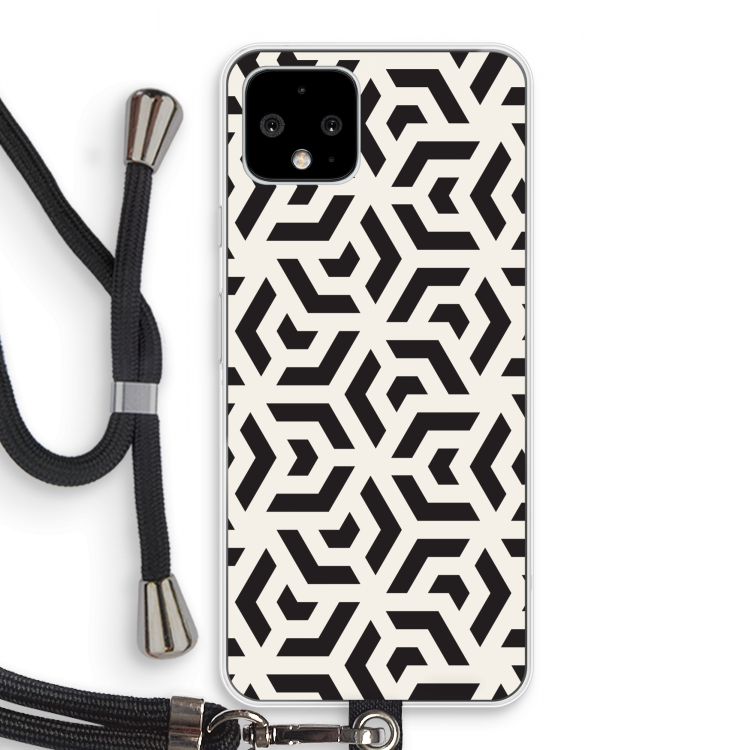 Crazy pattern: Pixel 4 Transparant Hoesje met koord