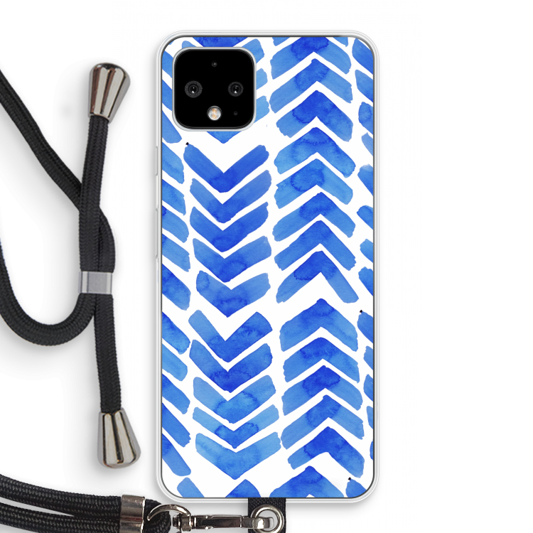 Blauwe pijlen: Pixel 4 Transparant Hoesje met koord