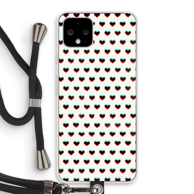 Hartjes: Pixel 4 Transparant Hoesje met koord
